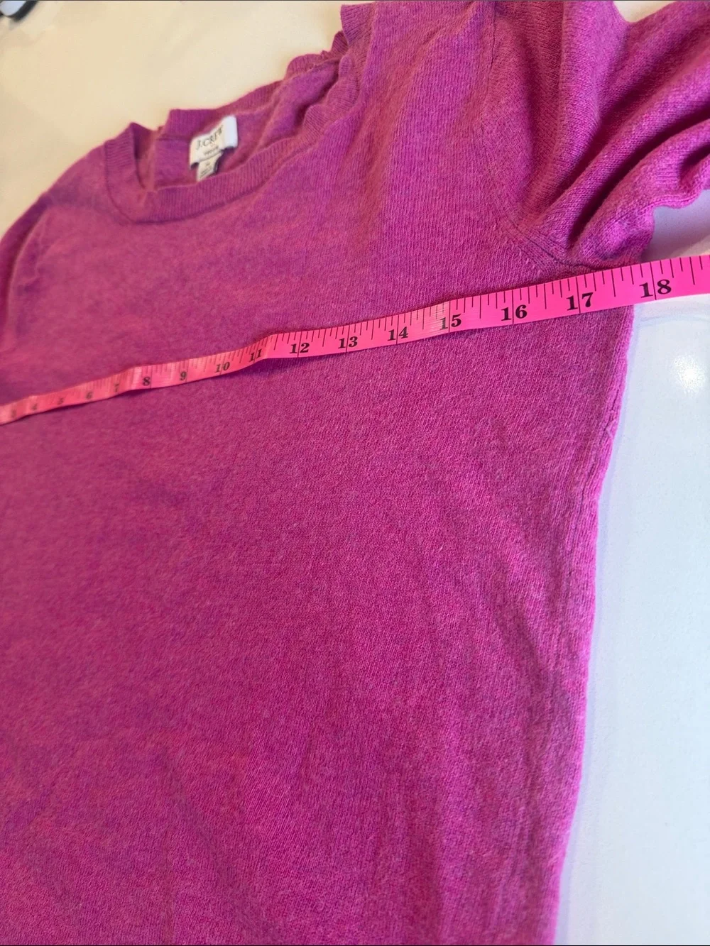 J.Crew Teddie Crewneck Cotton Wool Blend Sweater Fuchsia Pink | Size M